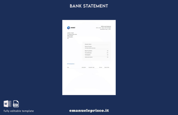 modello word di estratto conto Nigeria Raenest in stile verificato
